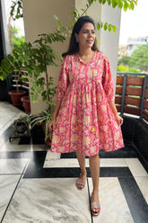 Pink Printed Cotton Dress